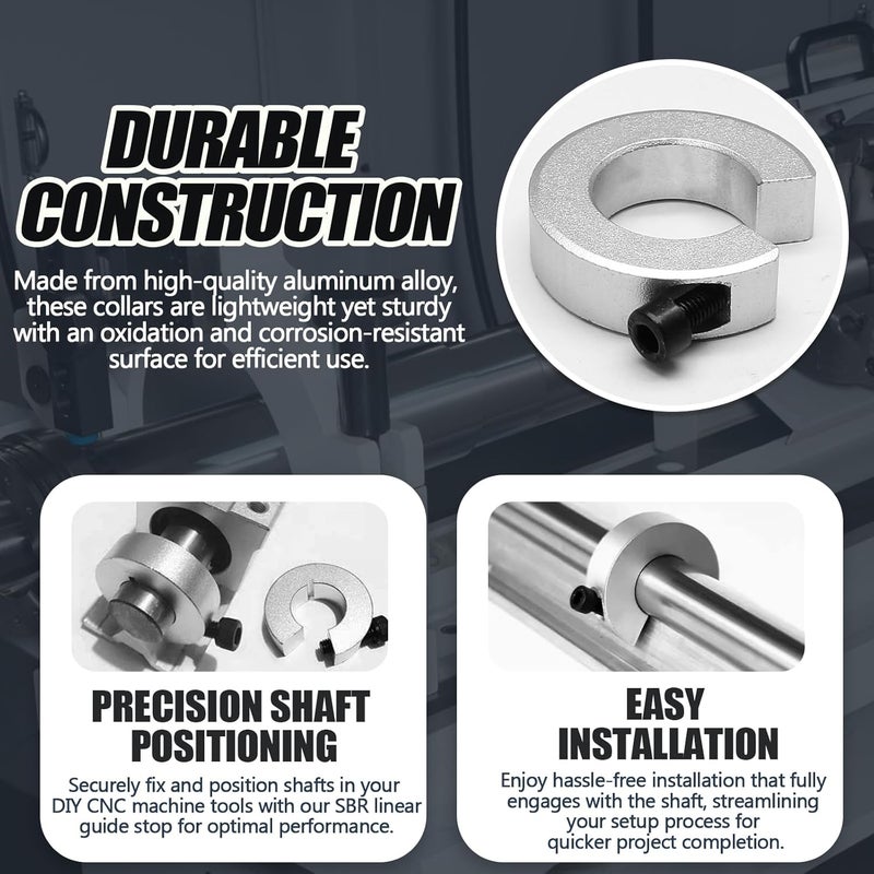 Opfiue 4PCS Shaft Collar for SBR20, 20mm Bore 40mm OD 12mm Thickness,Aluminum Alloy Locking Collars Clamp-On with M5 Set Screw, Anodized Linear Rail Stop for CNC and Linear Motion Systems - Image 5